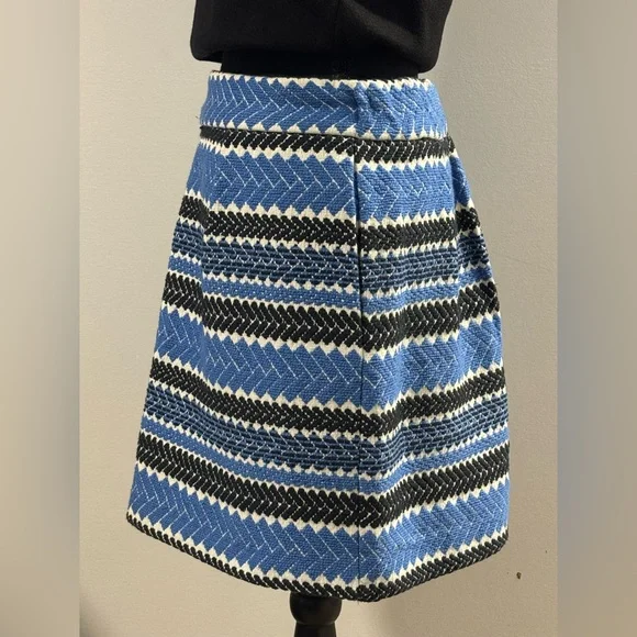 Nomad by Morgan Carper Blue and Black Cotton A-Line Skirt Large - Picture 3 of 7